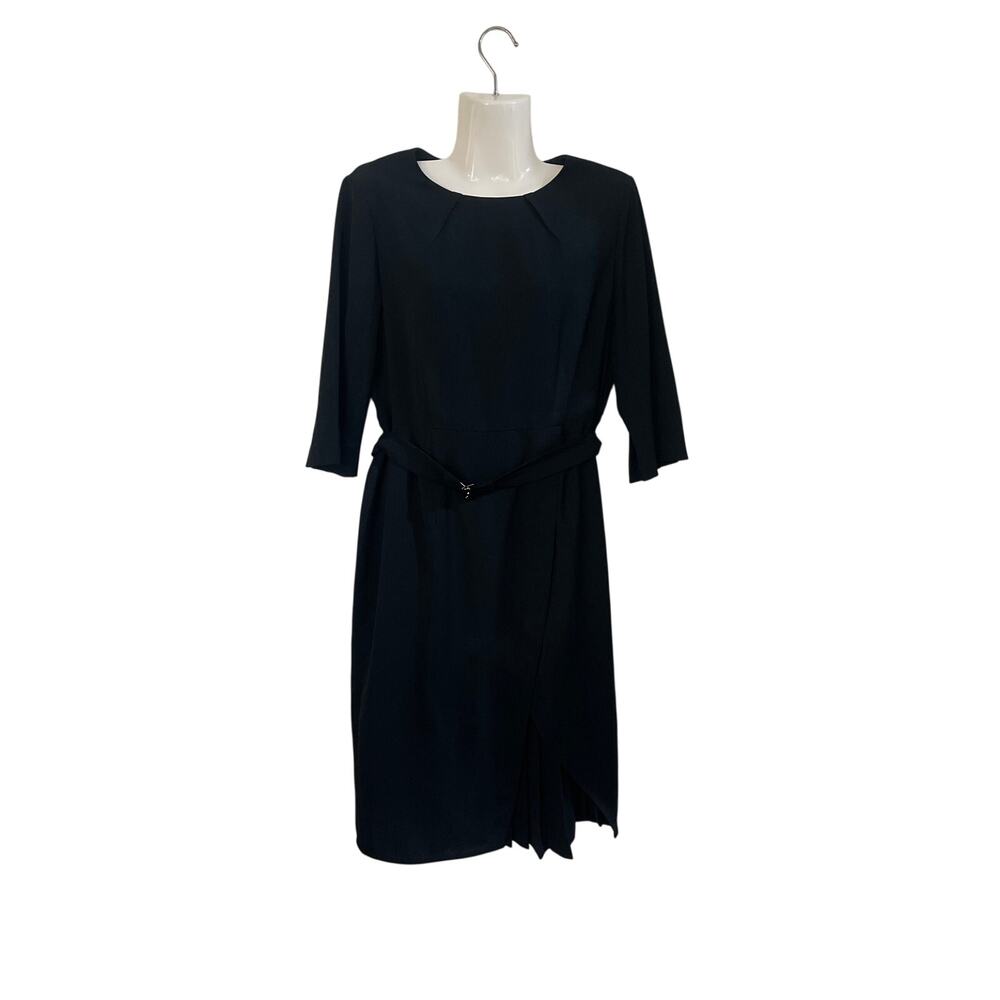 Kim Young Joo 3/4 Sleeve Belted Sheath Dress SZ 6 Korean Designer Elegant Office